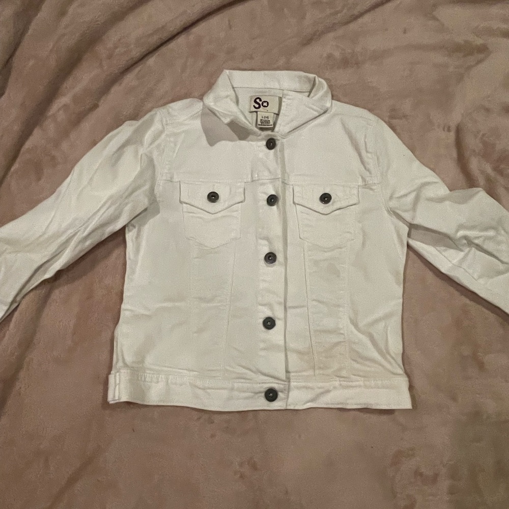 SO girls size 14 white jean jacket